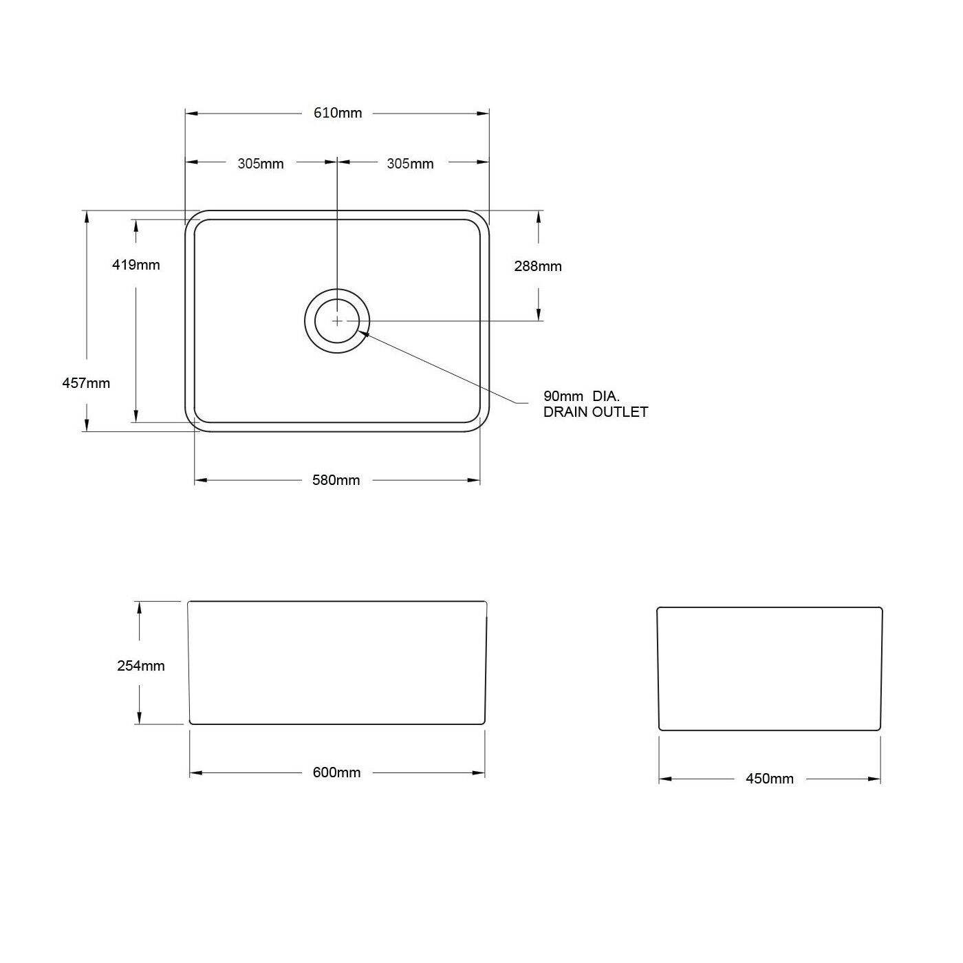 Turner Hastings Novi 60 x 46 Fine Fireclay Butler Sink