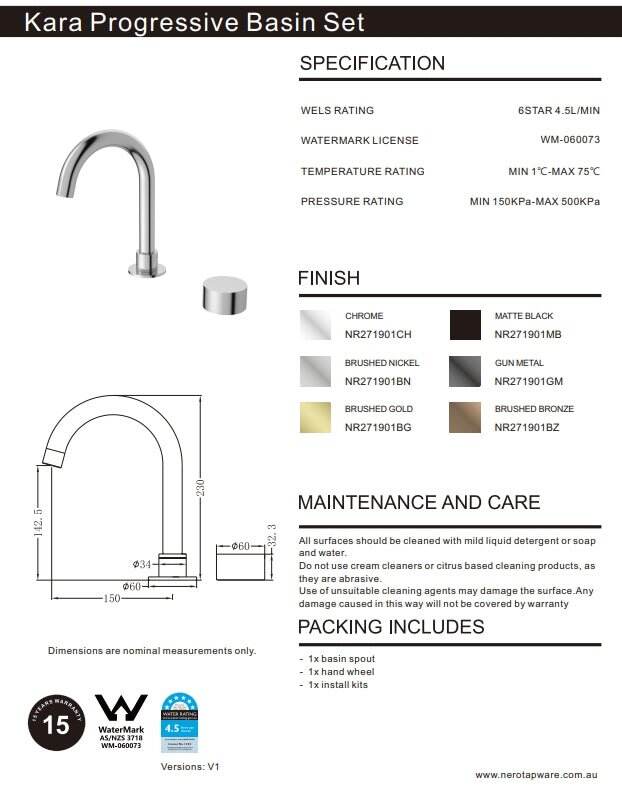 NERO KARA PROGRESSIVE BASIN SET CHROME